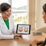 Cirurgiã plástica em Santos explicando abdominoplastia para paciente